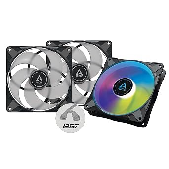 ARCTIC P14 PWM PST A-RGB 3 Pack - PC Fans, 140mm PWM Case Fan, Optimised for Static Pressure, Semi-Passive 2001900 RPM 0 RPM <5%, 5V 3 Pin A-RGB LED - Black