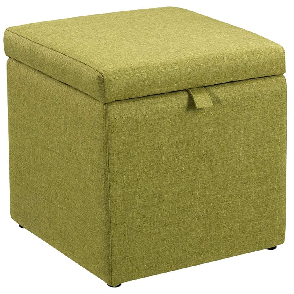 Repose-pieds rectangulaire en bois et coton lin pour salon
