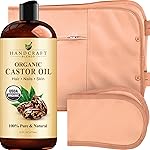 Handcraft Blends Castor Oil Pack Wrap | Organic Castor Oil 16 oz | Reusable Wraps | Durable Comfortable Pack Wraps | Adjustable Elastic Straps | Neck and Stomach