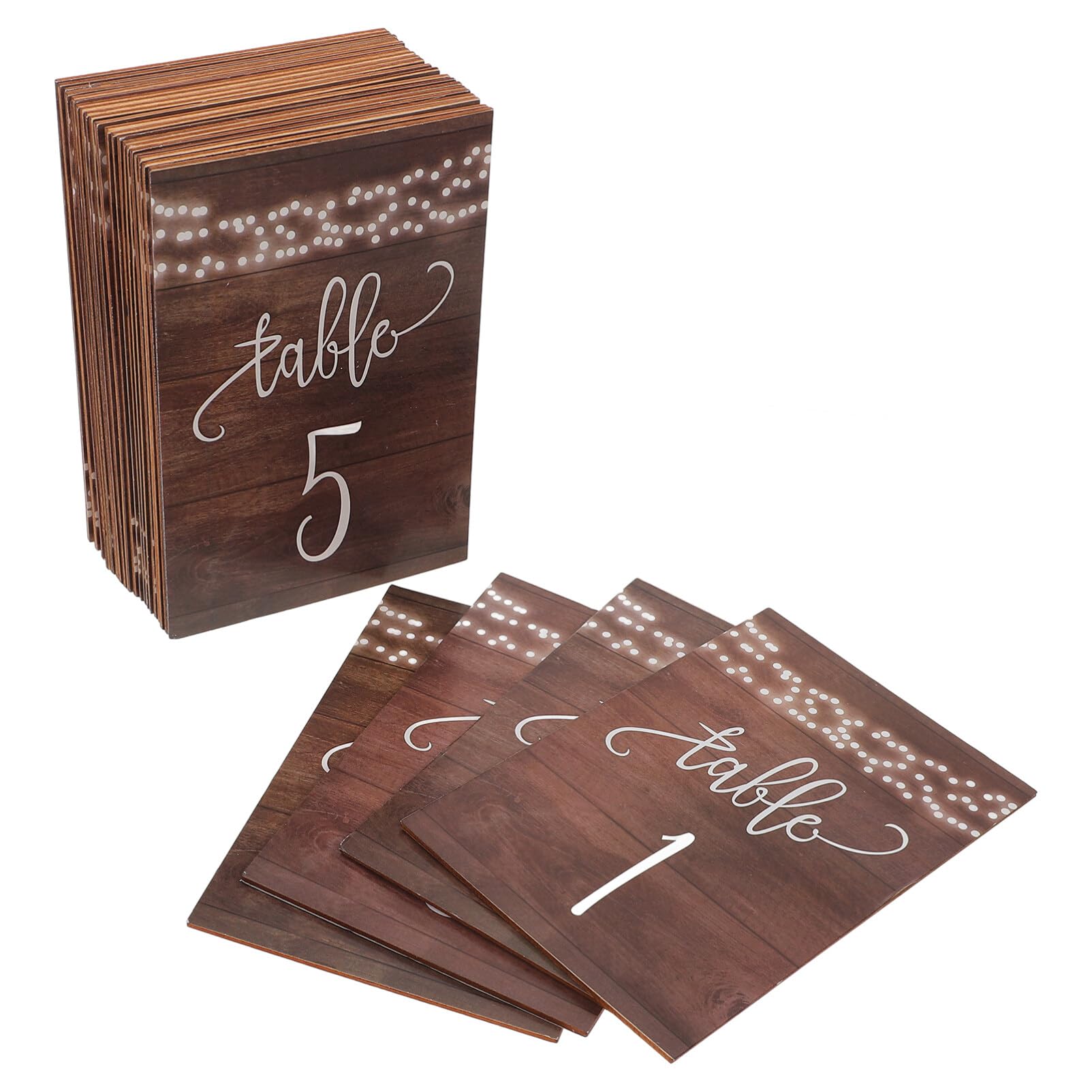 Numéros de Table Mariage en Bois Marron, Lot de 25 Pièces