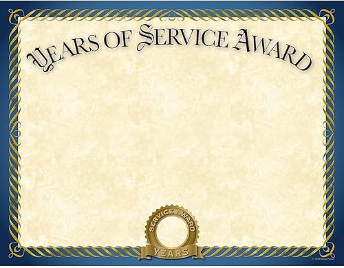 Años de Servicio Premio Certificado WLámina De Oro20Certificados