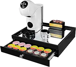 Reluz Art Bandeja Porta Cápsulas Espelho 1 Gaveta com Corrediças Telescópicas Compatível com Cápsulas Nespresso Original, Vertuo, Dolce Gusto Três Corações ou Delta Q (Dolce Gust, Preto)