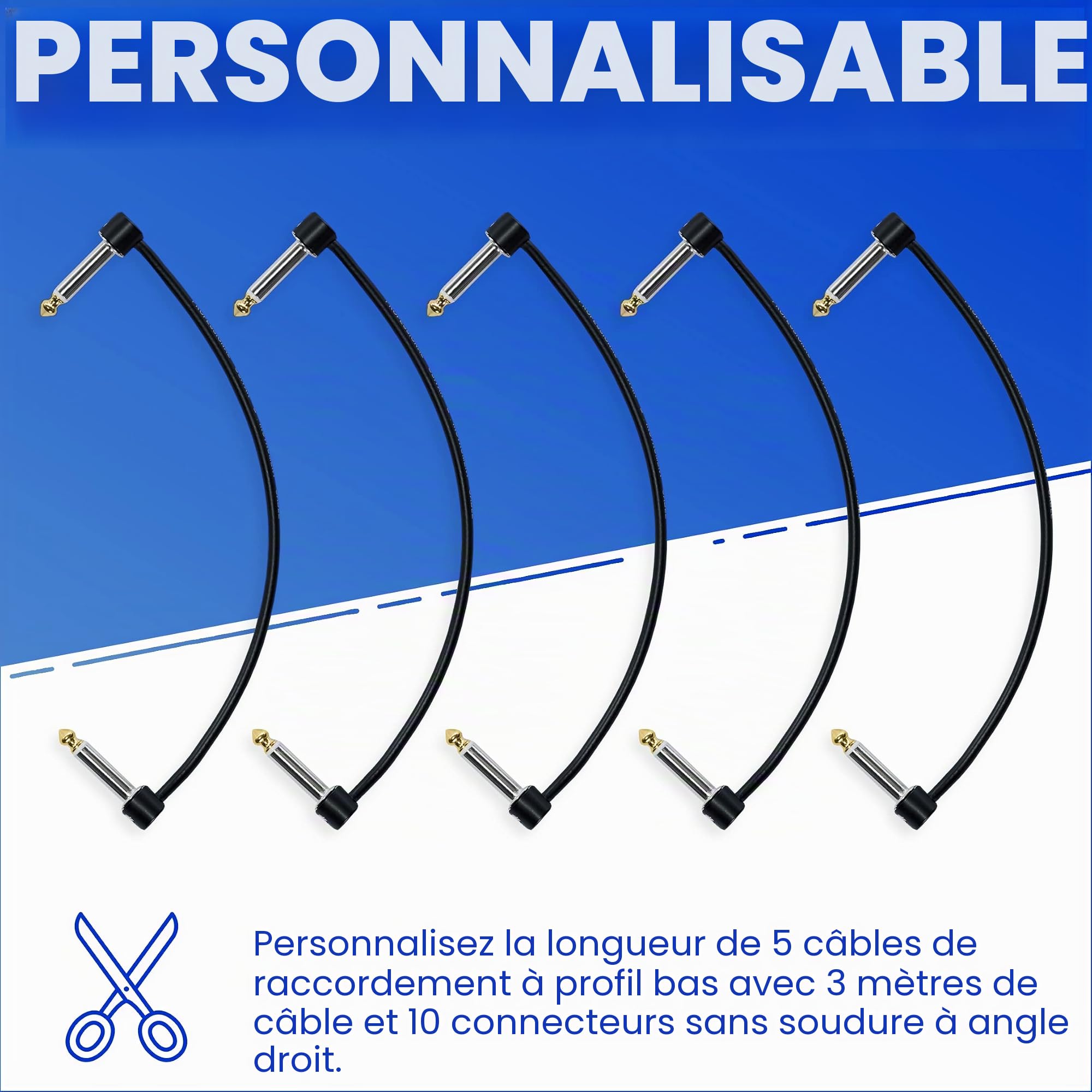 Crosby Kit de câbles de pédalier sans soudure Aucun dénudage de câble requis, 3 mètres de câble et 10 connecteurs à pointe dorée avec vis magnétiques créer 5 câbles de raccordement personnalisés