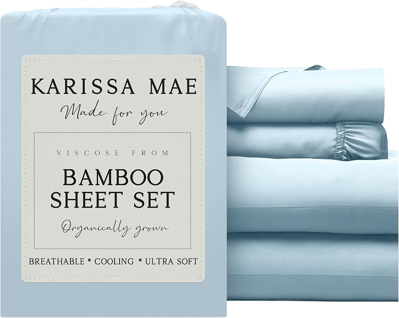 KARISSA MAE Luxury Bamboo Viscose Cal King Size Sheet Set