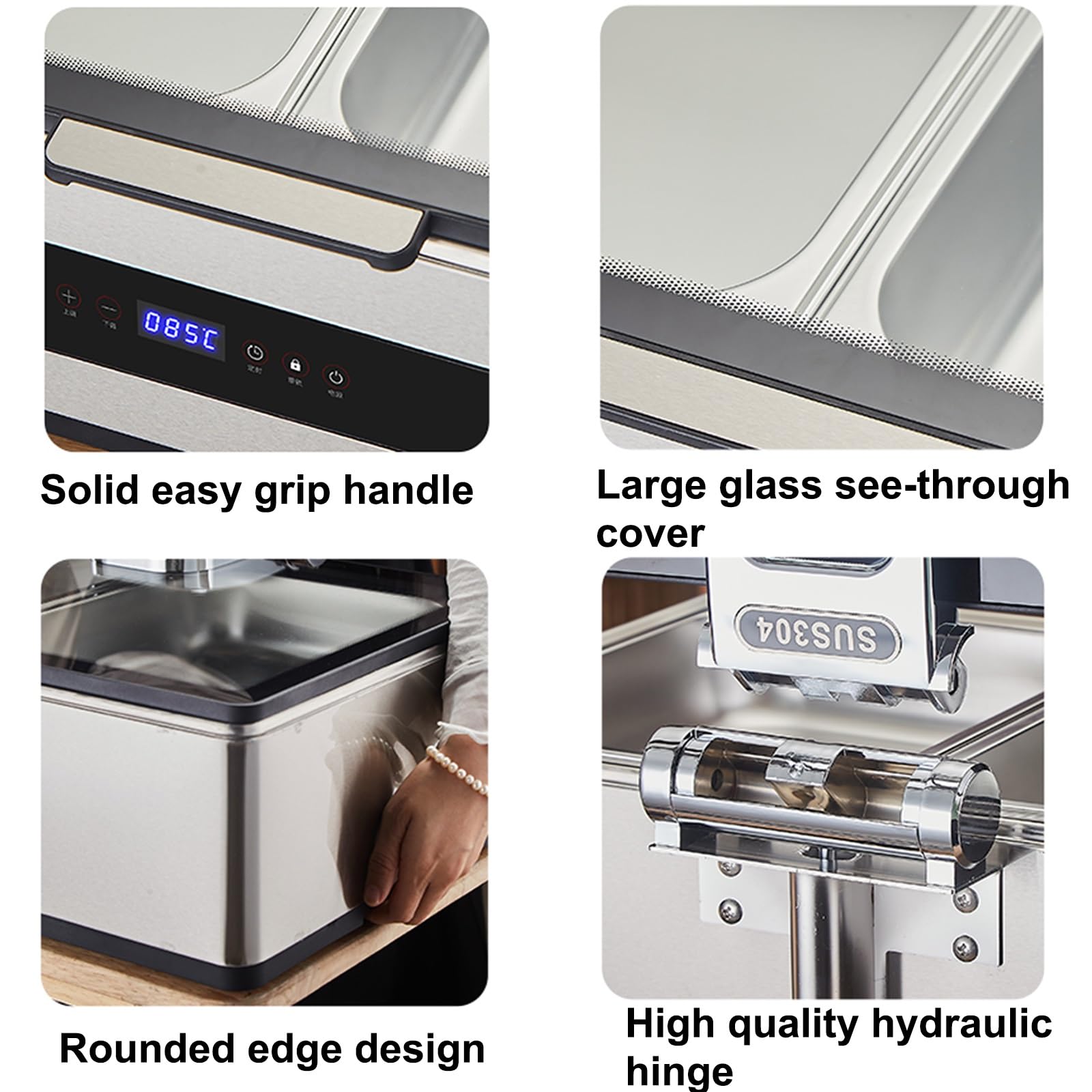 304 Chafing Dish Elettrico in Acciaio Inox 9/13 L Scaldavivande per Buffet Elettrico Idraulico Intelligente Scaldavivande Buffet per Buffet di Catering e Feste(13L/2)