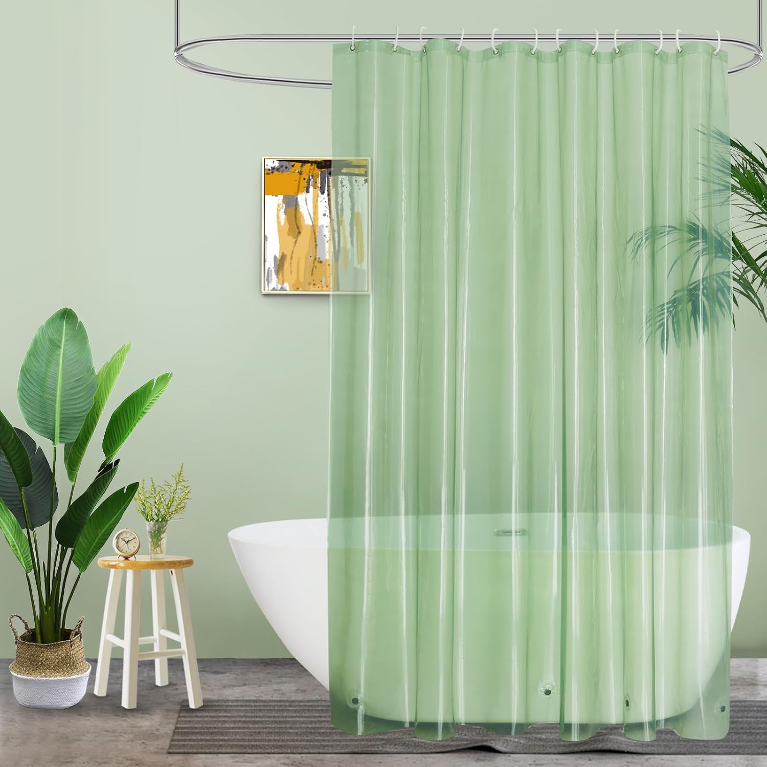 Amazon.com: UFRIDAY Sage Green Clear Shower Curtain Liner 72 x 78 ...