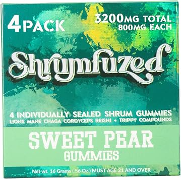 Shrumfuzed Proprietary Nootropic Gummy | Lions Mane, Reishi, Chaga, and Cordycep Nootropic Mushroom Blend 4, Sweet Pear