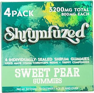Shrumfuzed Proprietary Nootropic Gummy | Lion's Mane, Reishi, Chaga, and Cordycep Nootropic Mushroom Blend (4, Sweet Pear)