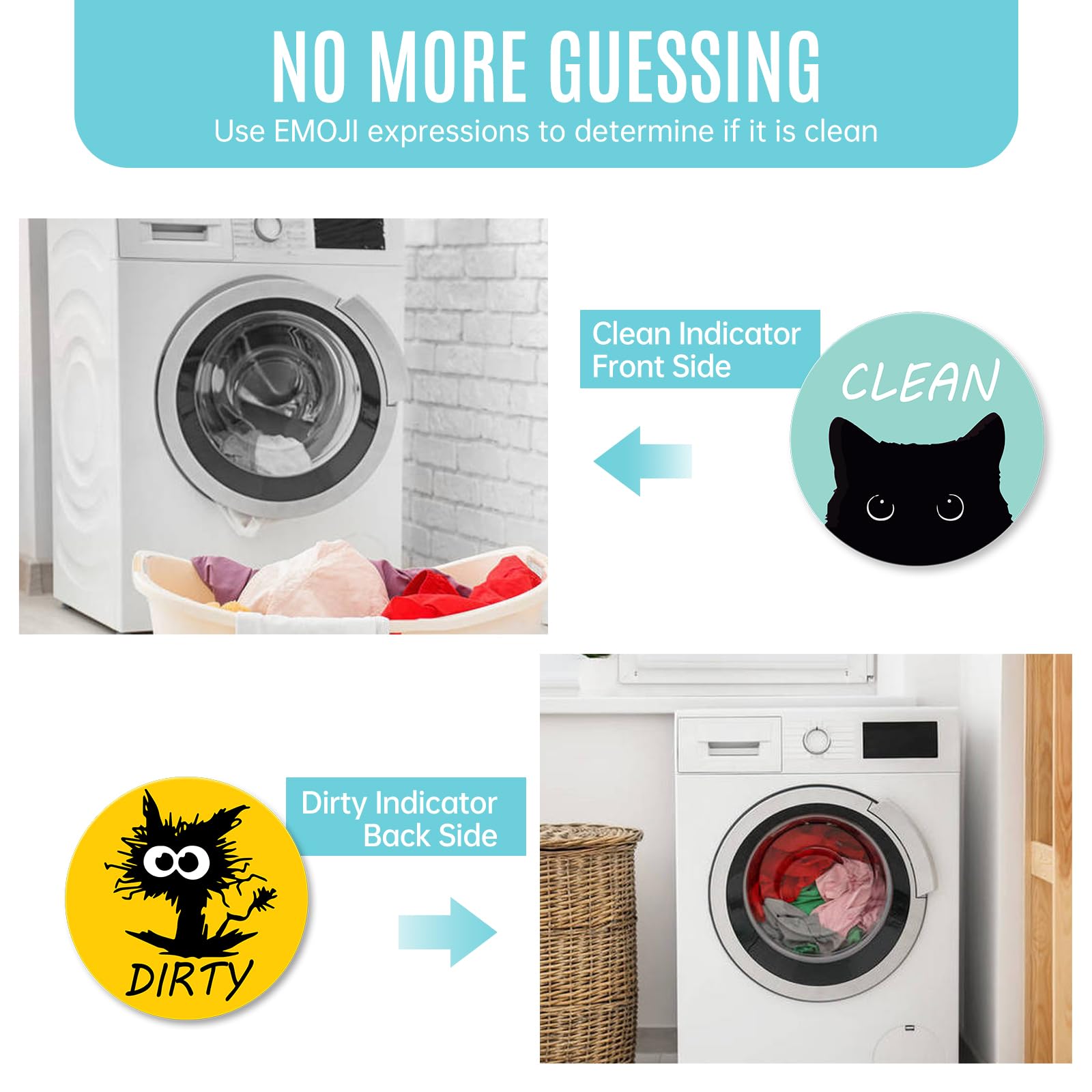 Black Cat Clean/Dirty Dishwasher Magnet - Double Sided Funny Kitchen Sign For Dishwasher & Fridge - View #9