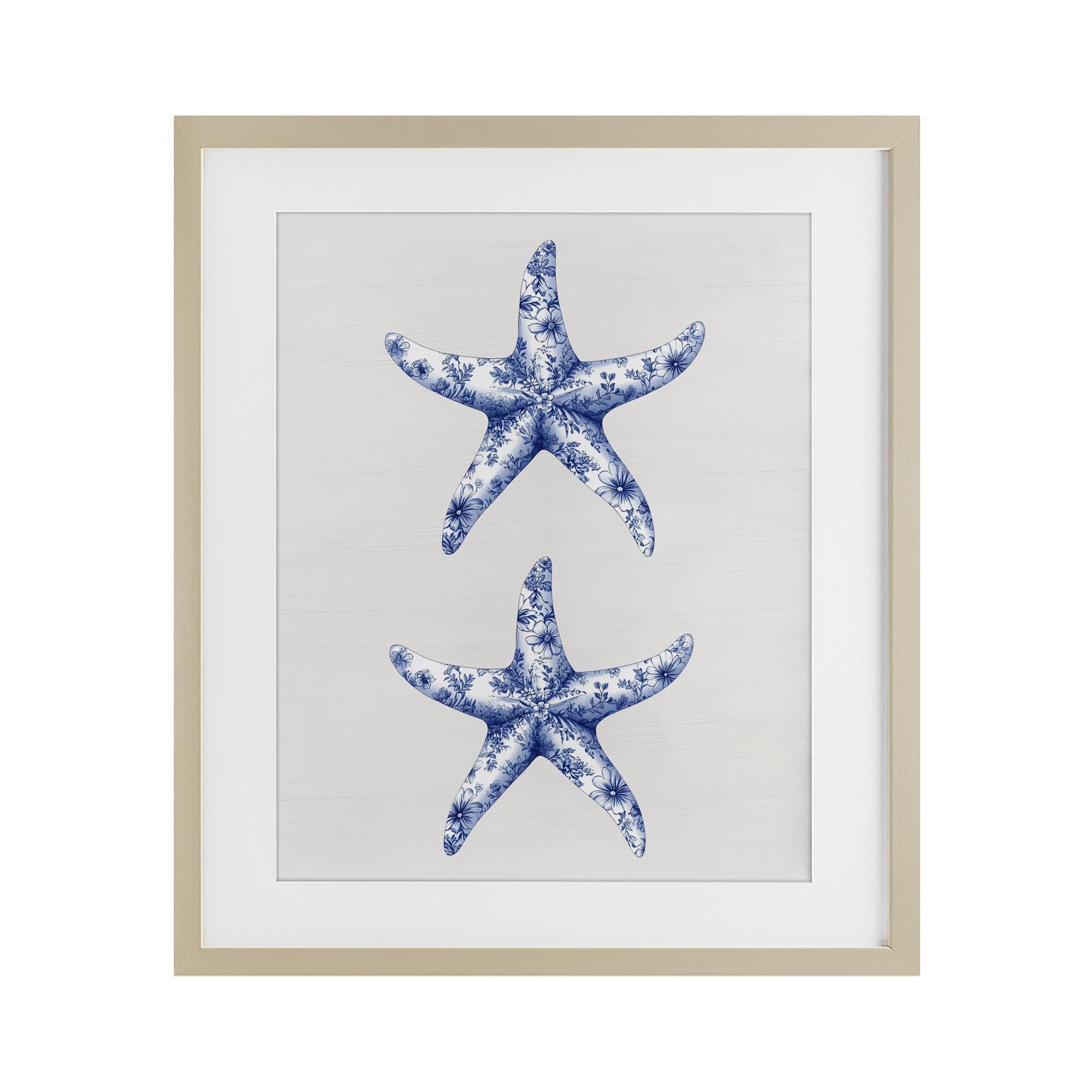 'Vintage Toile Starfish'| Framed Print Under Glass
