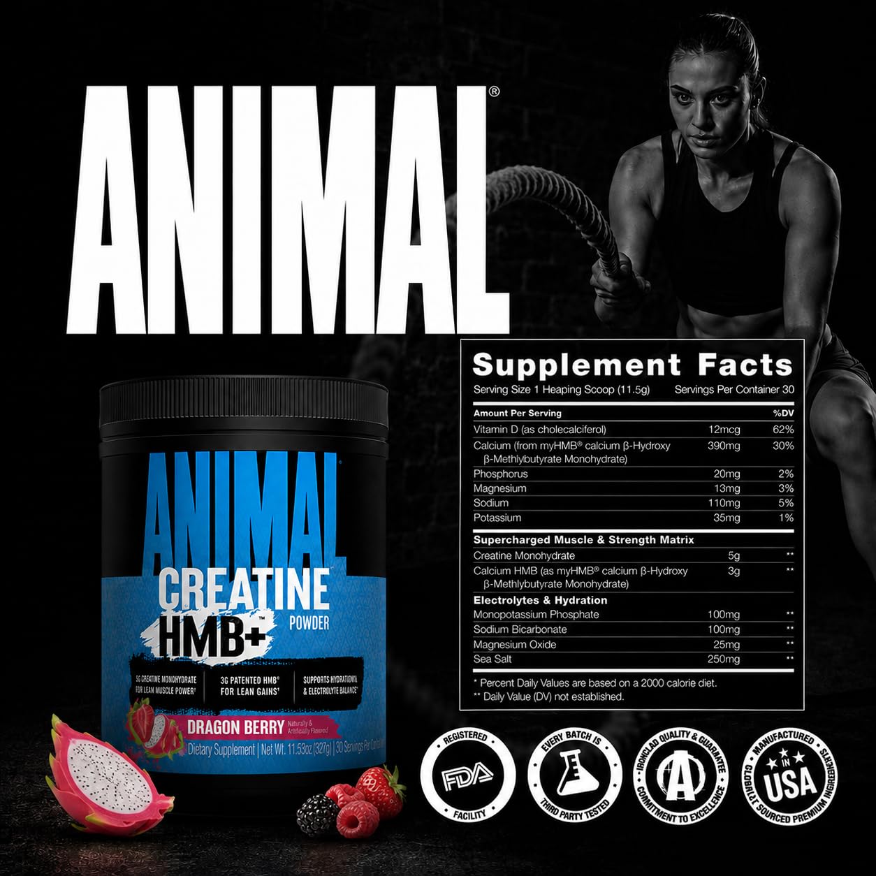 Animal Creatine Monohydrate HMB+ for Men & Women | Dragon Berry 30 Servings — Amazon image 8