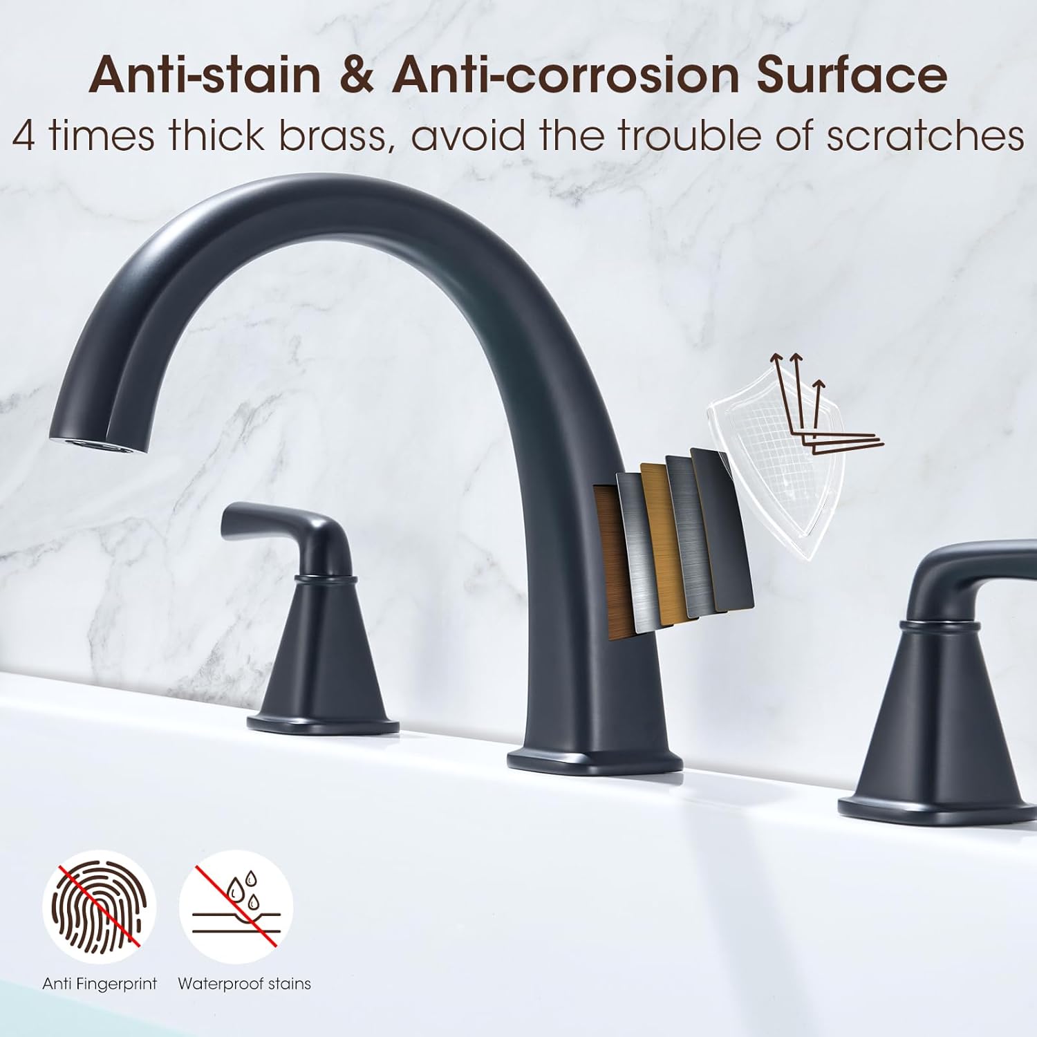 Same Series 1 Hole Sink Faucet & 3 Hole Bathtub Faucet, for Most Standard Sinks and Tubs-Black