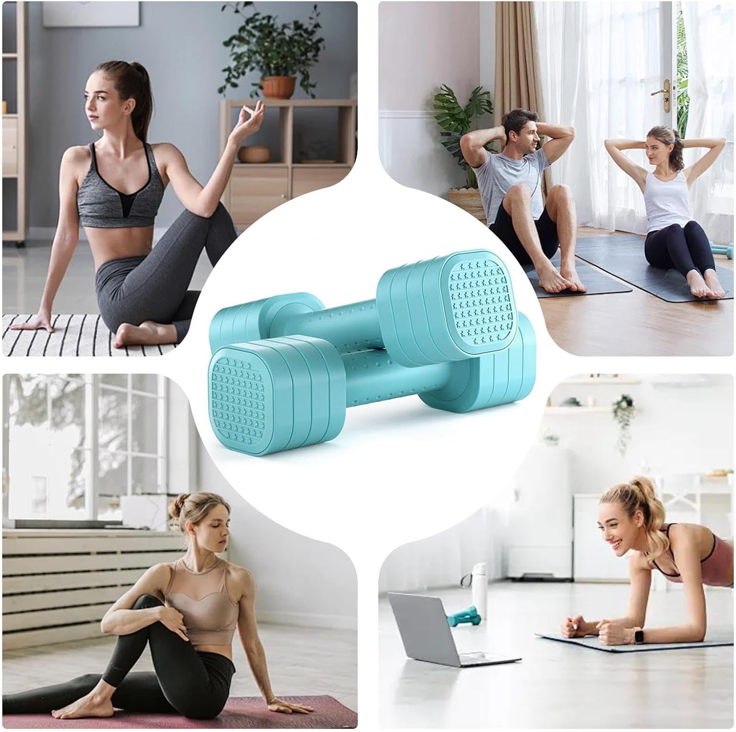 ハンドウェイトセット 女性用 調節可能なウェイト ダンベルセット 滑り止めハンドル付き | 4イン1 取り外し可能なジムウェイト 2