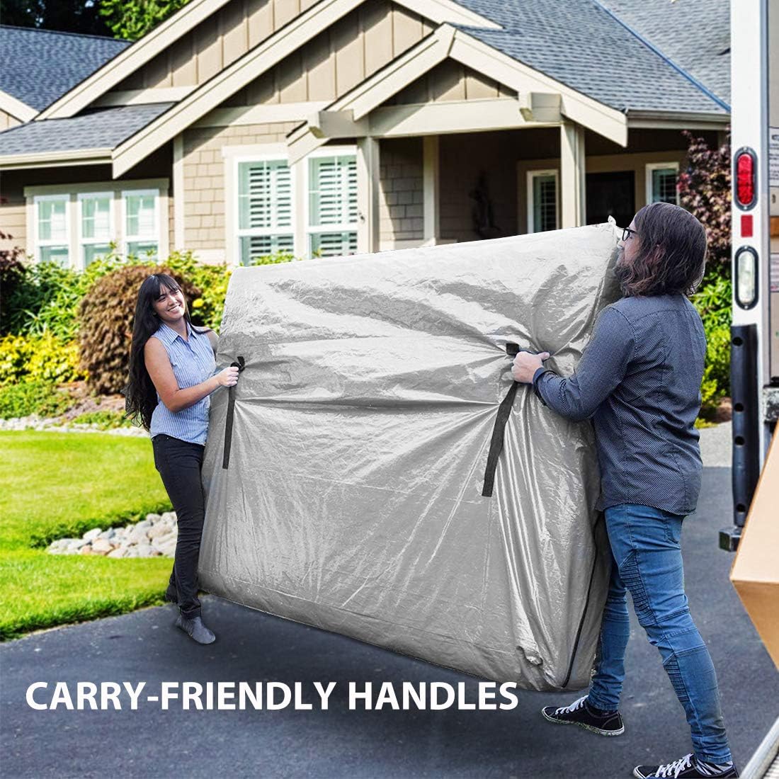 VIVOHOME Full Size Waterproof Mattress Bag, Reusable Mattress Cover with 8 Reinforced Handles and 2 Heavy Duty Zippers for Moving and Storage, 77x57x16 inch