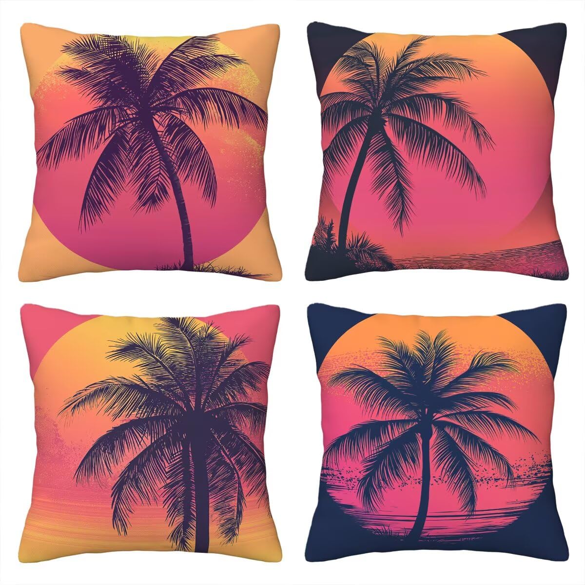 Federe Cuscini Divano 55x55 cm, Arancia Cuscini per Divano, Velluto Federe Cuscino Letto Impermeabili Set da 4, Copricuscini Estate Motivo con Cerniera Invisibile Design per Sofá, Regalo Donna F-13