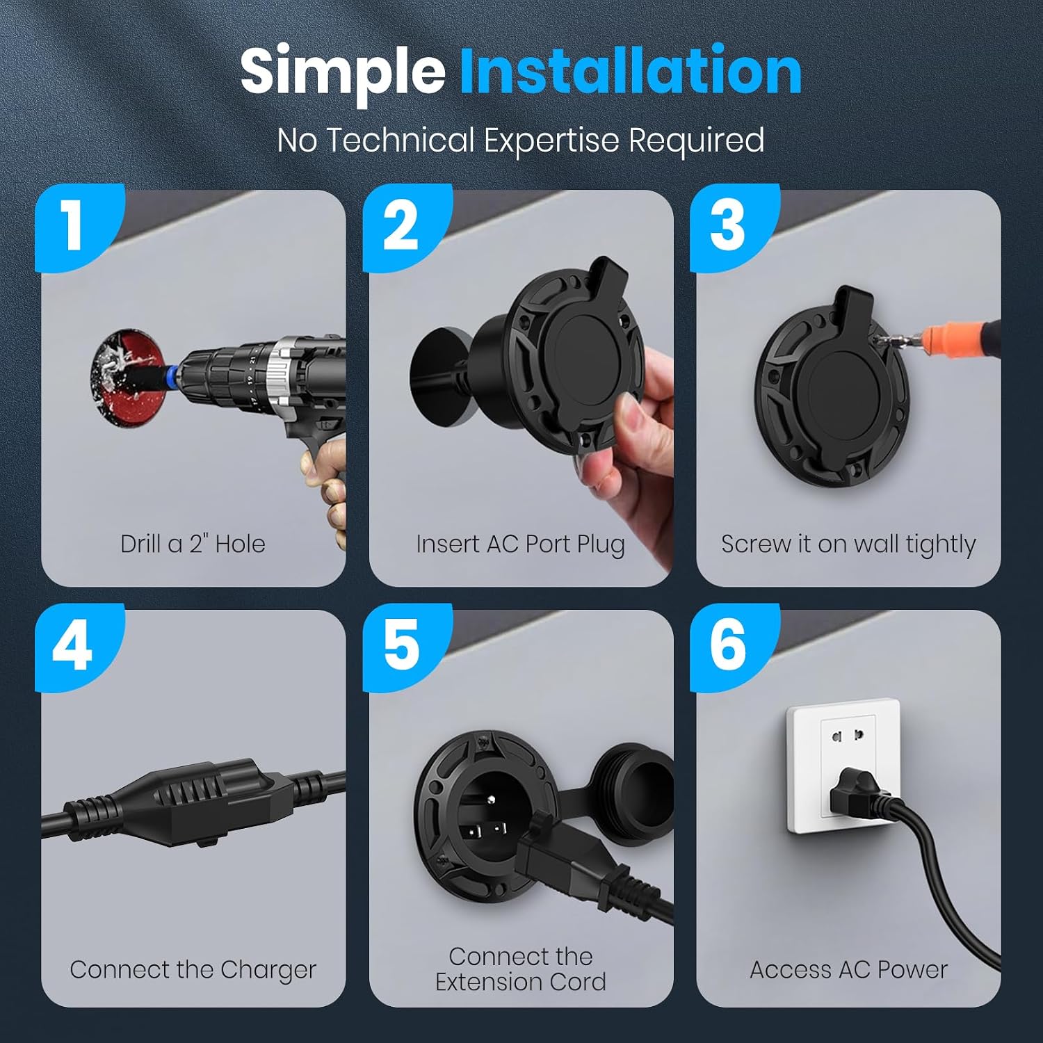 125V 15A AC Port Plug, Power Inlet Socket Electrical Outlet Receptacle
