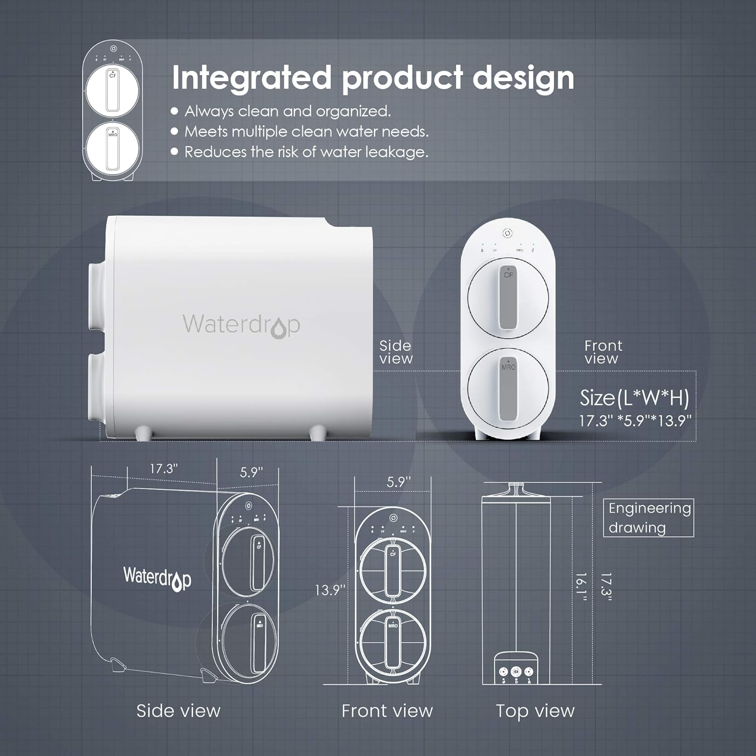 Black Friday Clearance Waterdrop Reverse Osmosis Water Filtration System, Tankless, 400 GPD Fast Flow, Reduces TDS, 1:1 Pure to Drain, FCC Listed, USA Tech, Brushed Nickel Based Faucet, WD-G2-W, White
