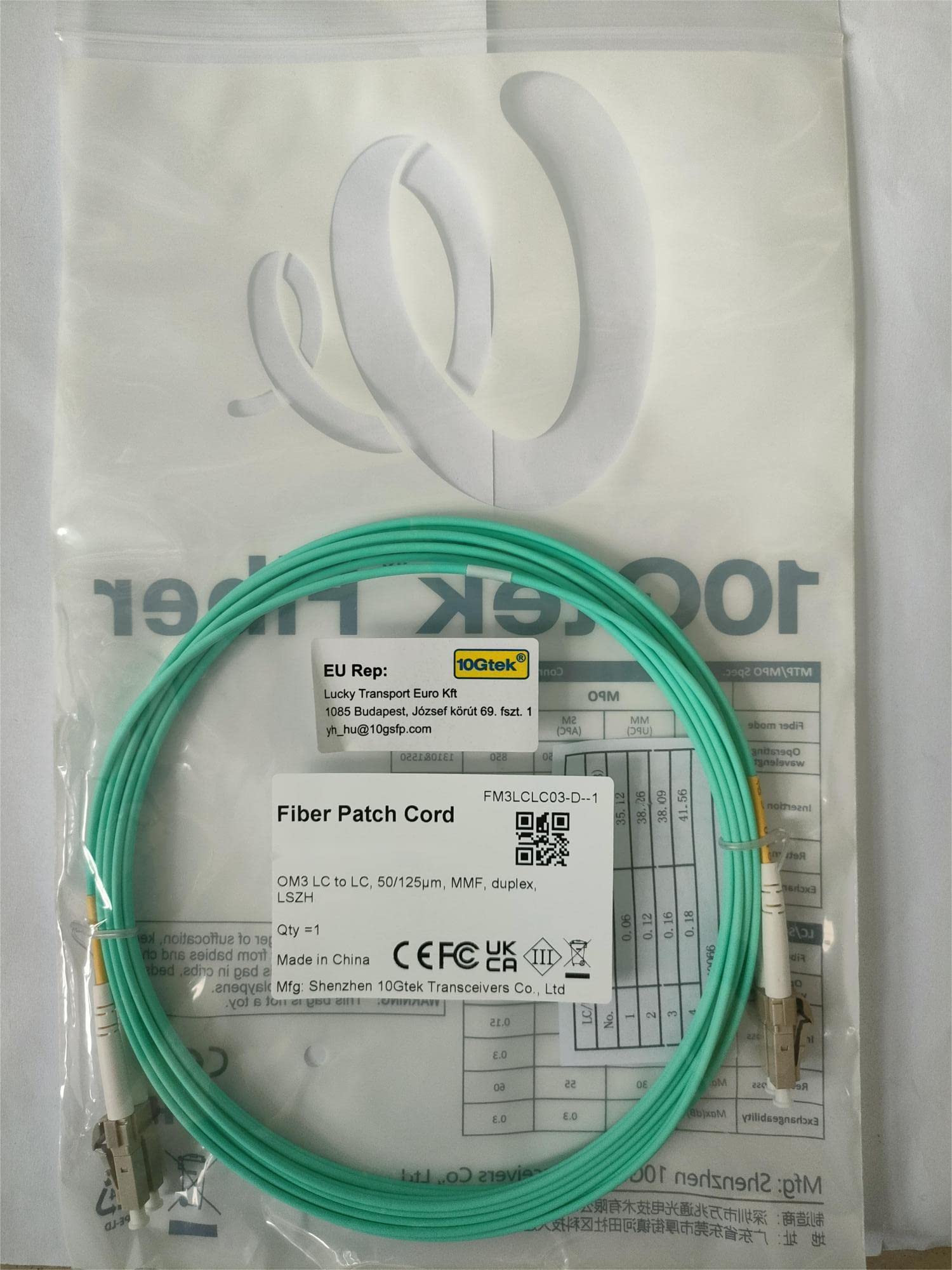 Cavo Fibra Ottica 1m OM2 LC-ST Duplex – Arancione, Plenum OFNP
