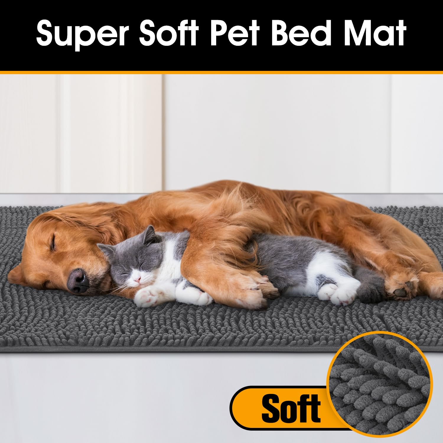 IM HOME 2 Pieces Dog Door Mats for Muddy Paws, Chenille Absorbent Pet Mats 30