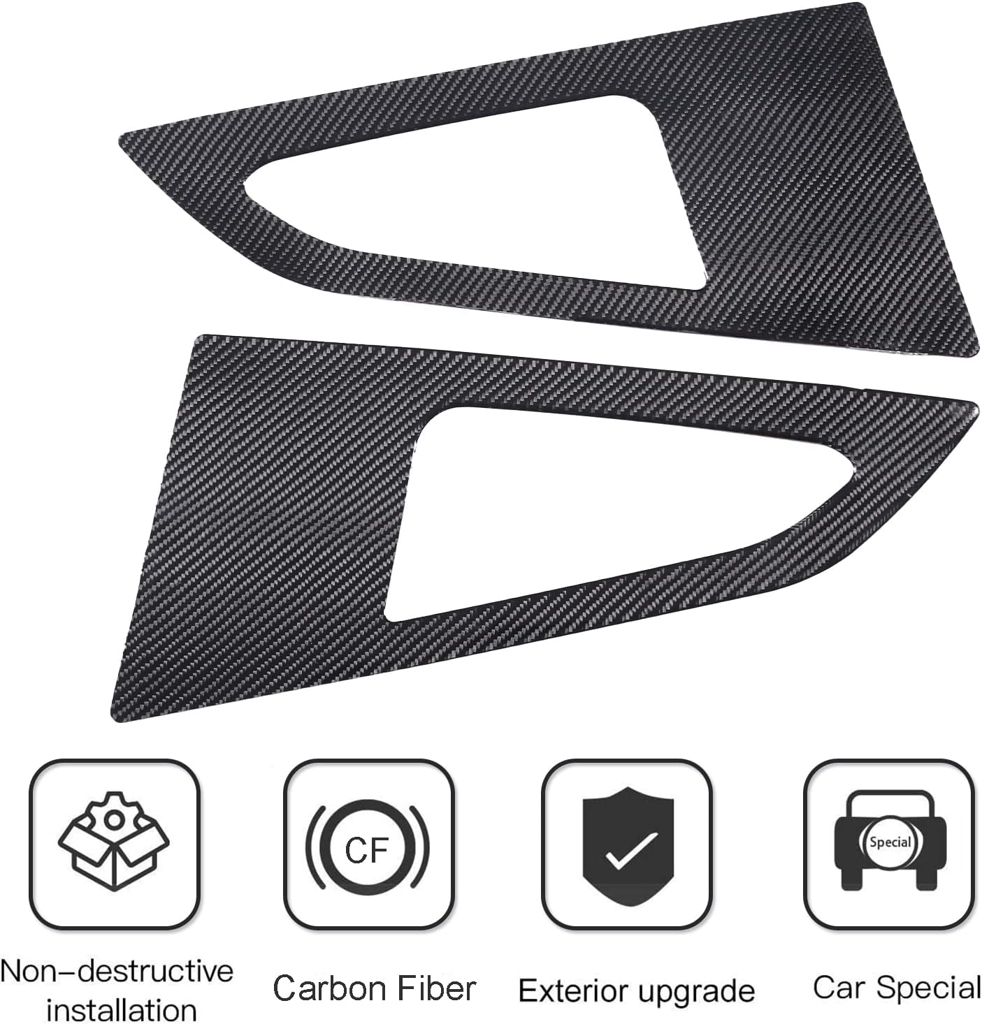 LLKUANG Rear Triangular Glass Window Decorative Frame Compatible with Chevrolet Corvette C7 2014-2019,Soft Carbon Fiber Rear Side Window Through Modification Accessories-2PCS