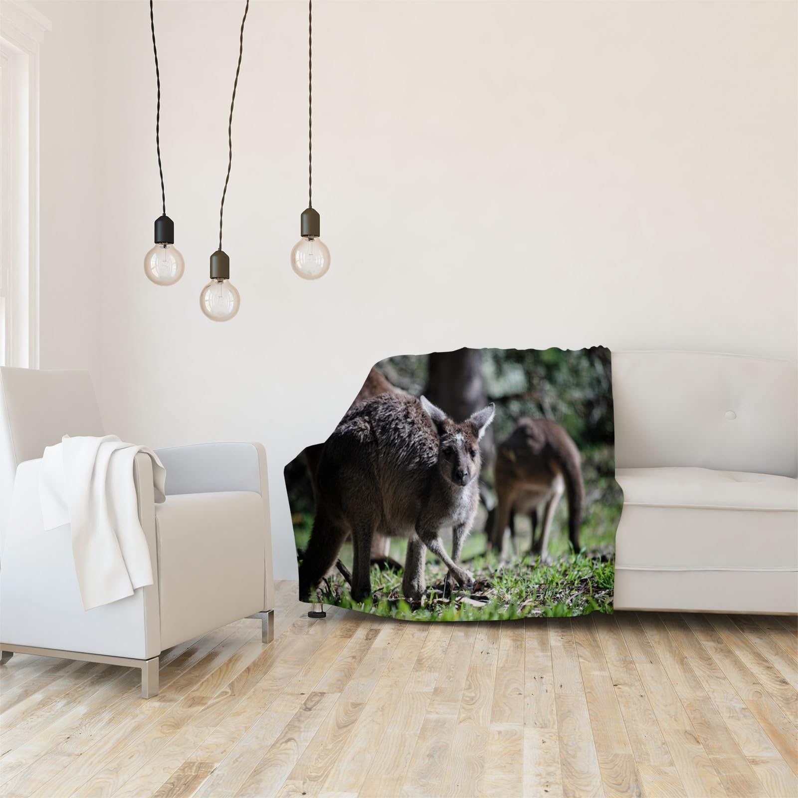 Generisch Puszysty koc do wtulania się, brązowy kangur, 200 x 200 cm, miękki i dwustronny koc polarowy, idealny koc na sofę dla wszystkich, przytulny koc na sofę i łóżko AL1391