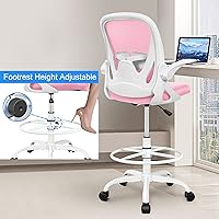 Vista 4 de Primy Silla de Dibujo Silla Alta de Oficina con Reposabrazos Abatibles Silla Ejecutiva Ergonómica de Computadora para Escritorio de Pie con Soporte