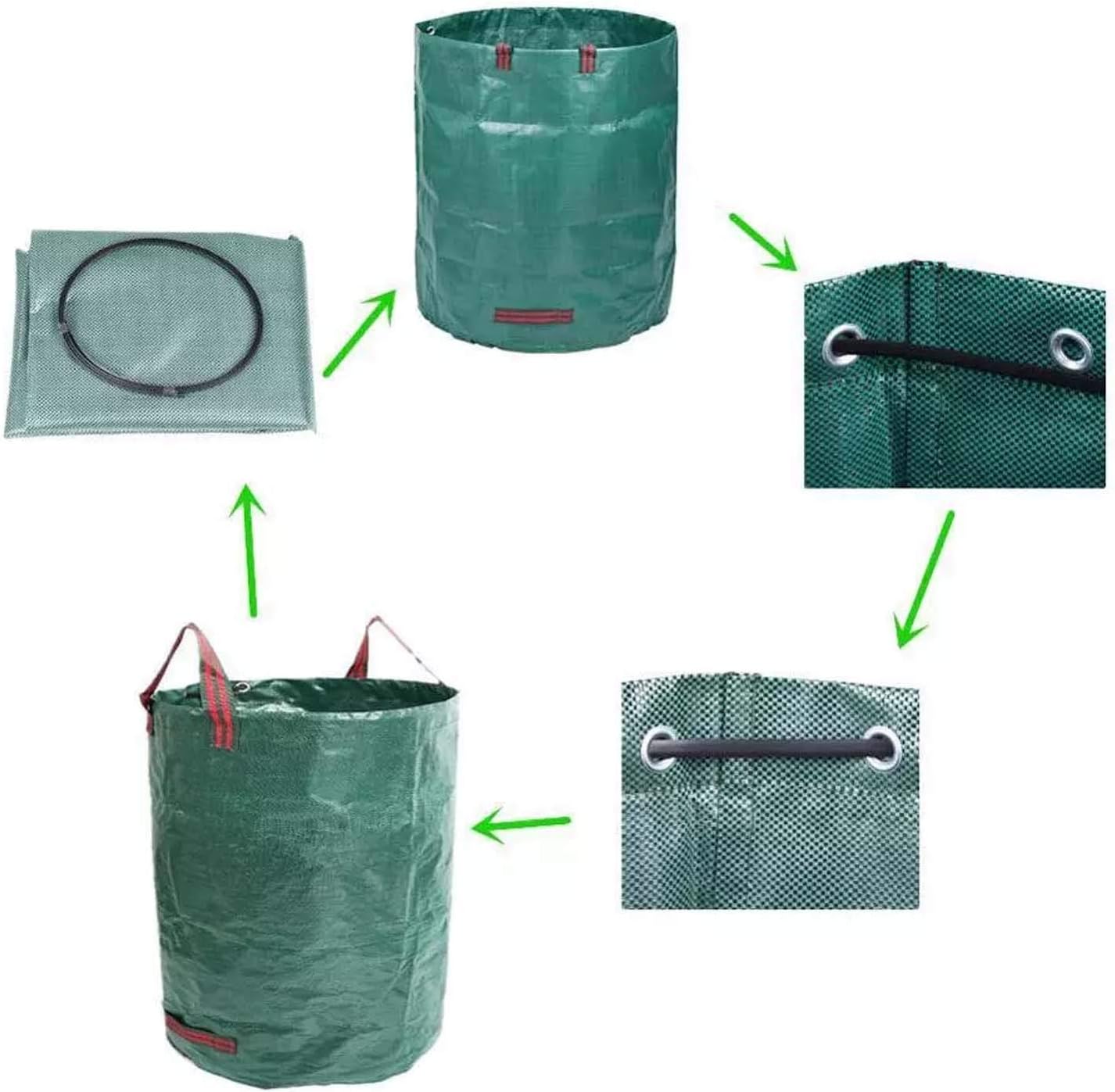 4-Pack Garden Waste Bags 272L/72Gallon, Pop Up Yard Waste Bag Container, Collapsible Reusable Lawn Garden Leaf Bag Leaf Bin, Outdoor Tote Trash Basket/Trash Can