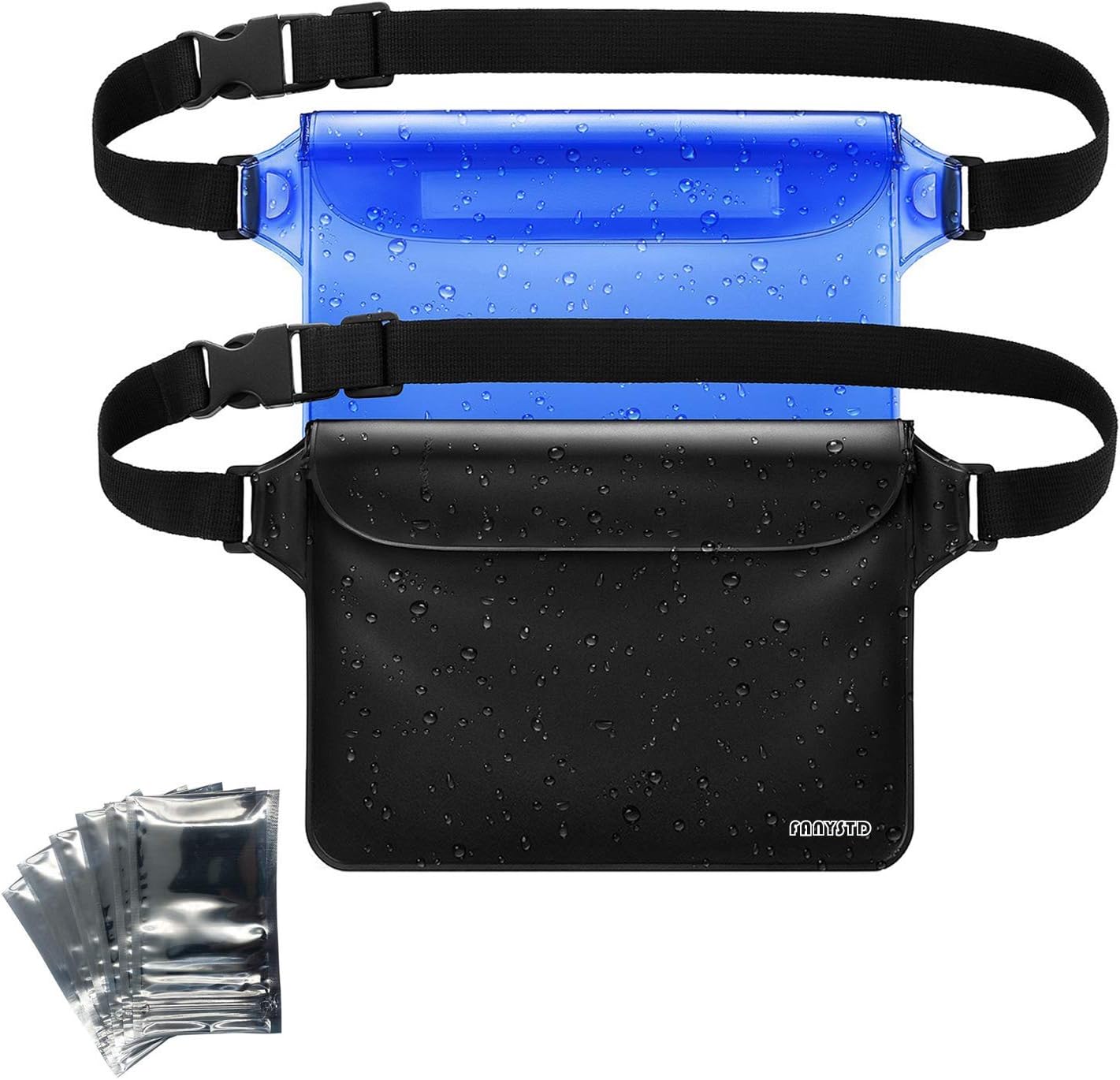 FANYSTD Waterproof Pouch with Waist Strap, Transparent Screen Touchable Dry Bag with Super Lightweight and Bigger Space; Adjustable and Extra-Long Belt; Perfect for Beach/Swimming/Boating/Fishing etc