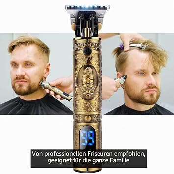 YiLFo Haarschneidemaschine Profi Barttrimmer Herren Barber Rasierer Herren Elektrisch Haarschneider Bartschneider Trimmer LED-Anzeige Schnurloser Präzisions Konturen Haartrimmer für Friseure