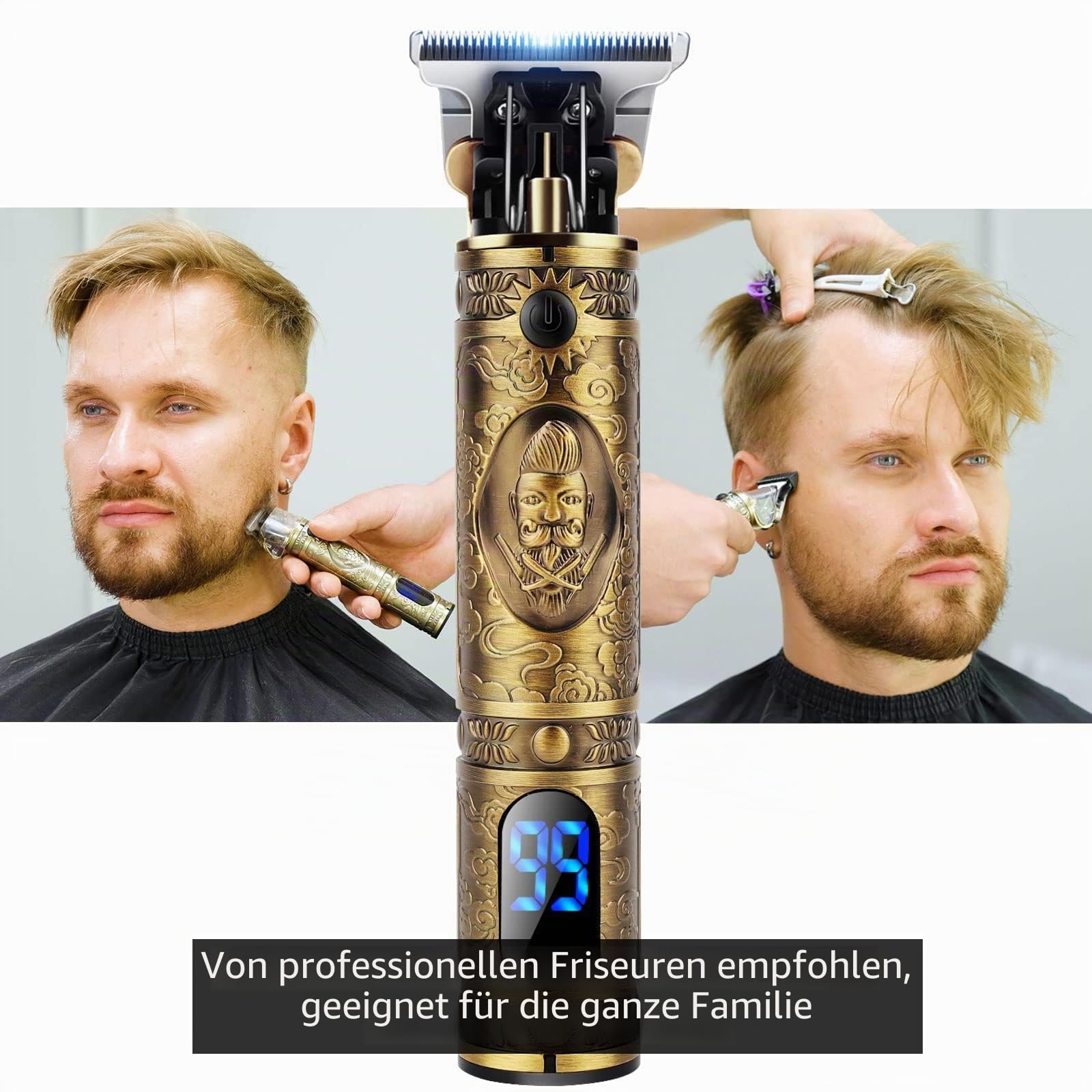 YiLFo Haarschneidemaschine Profi Barttrimmer Herren, Barber Rasierer Herren Elektrisch Haarschneider, Bartschneider Trimmer, LED-Anzeige, Schnurloser Präzisions Konturen Haartrimmer für Friseure