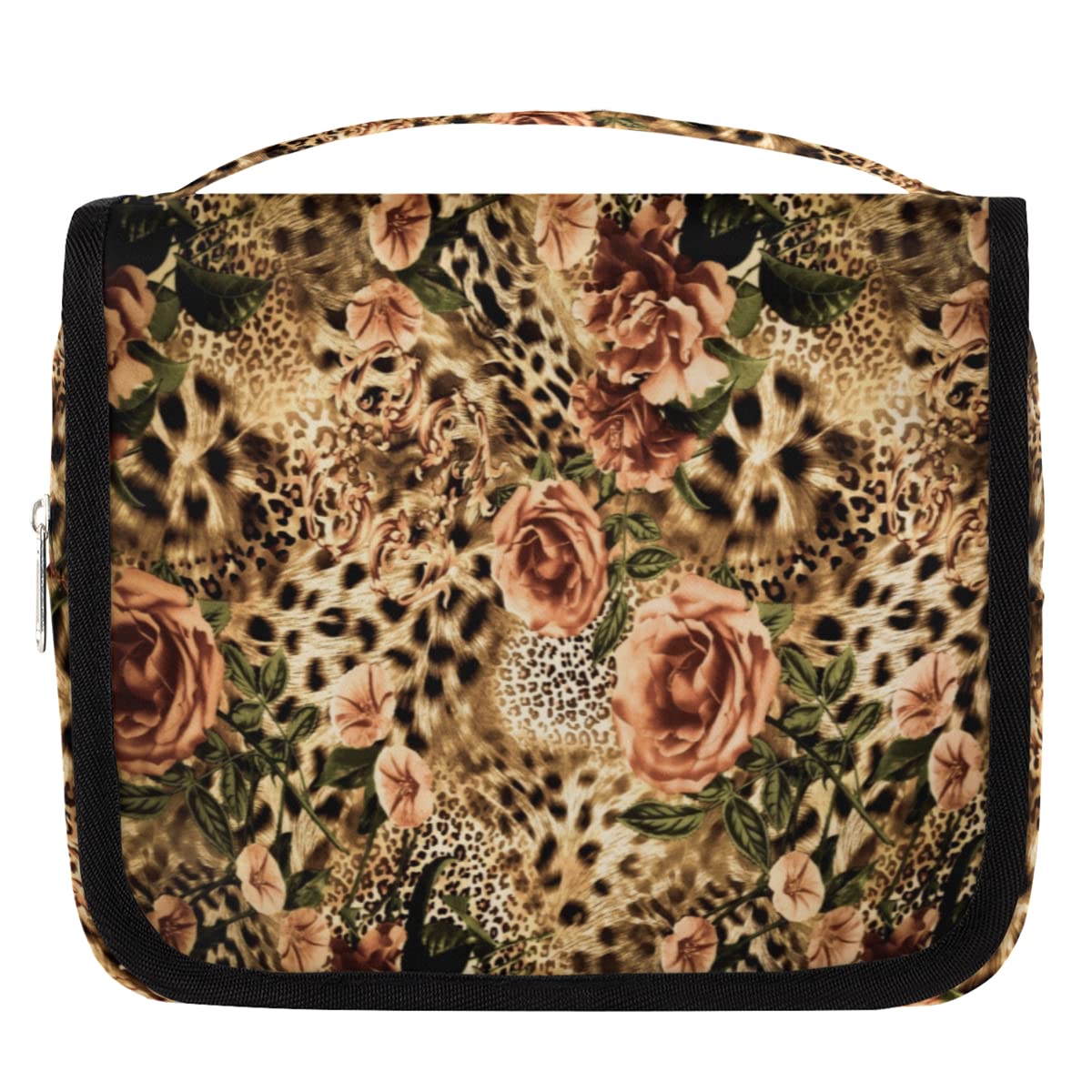 Reise-Kulturbeutel, Tiger-Leoparden-Blumendruck, Tiger, Kulturbeutel, Unisex, hängende Toilettenartikel, Kosmetik, Make-up-Organizer