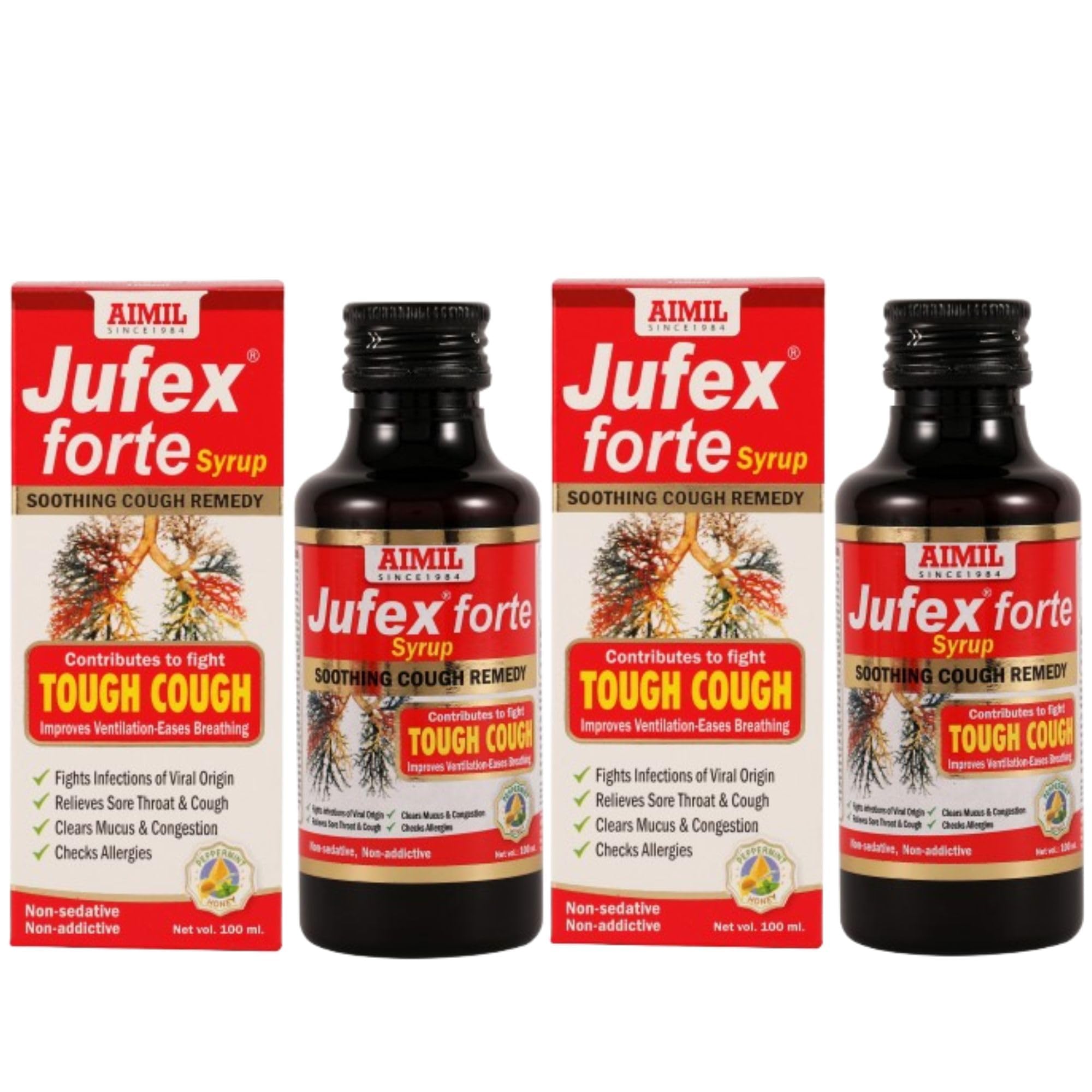 Jufex Forte Syrup | Herbal Syrup for Respiratory Wellness | 200 ML (Pack of 2)