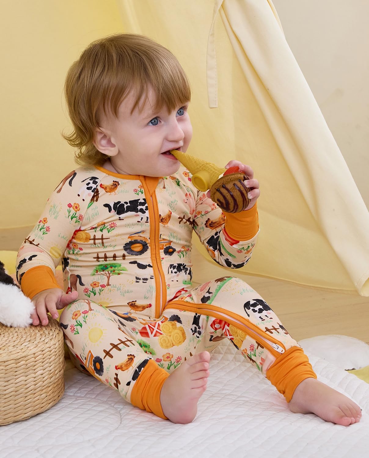 Bamboo Viscose Baby Convertible Footie Pajama, Zipper Pajamas for Baby Boys & Girls, Sleep & Play Footed - Image 7