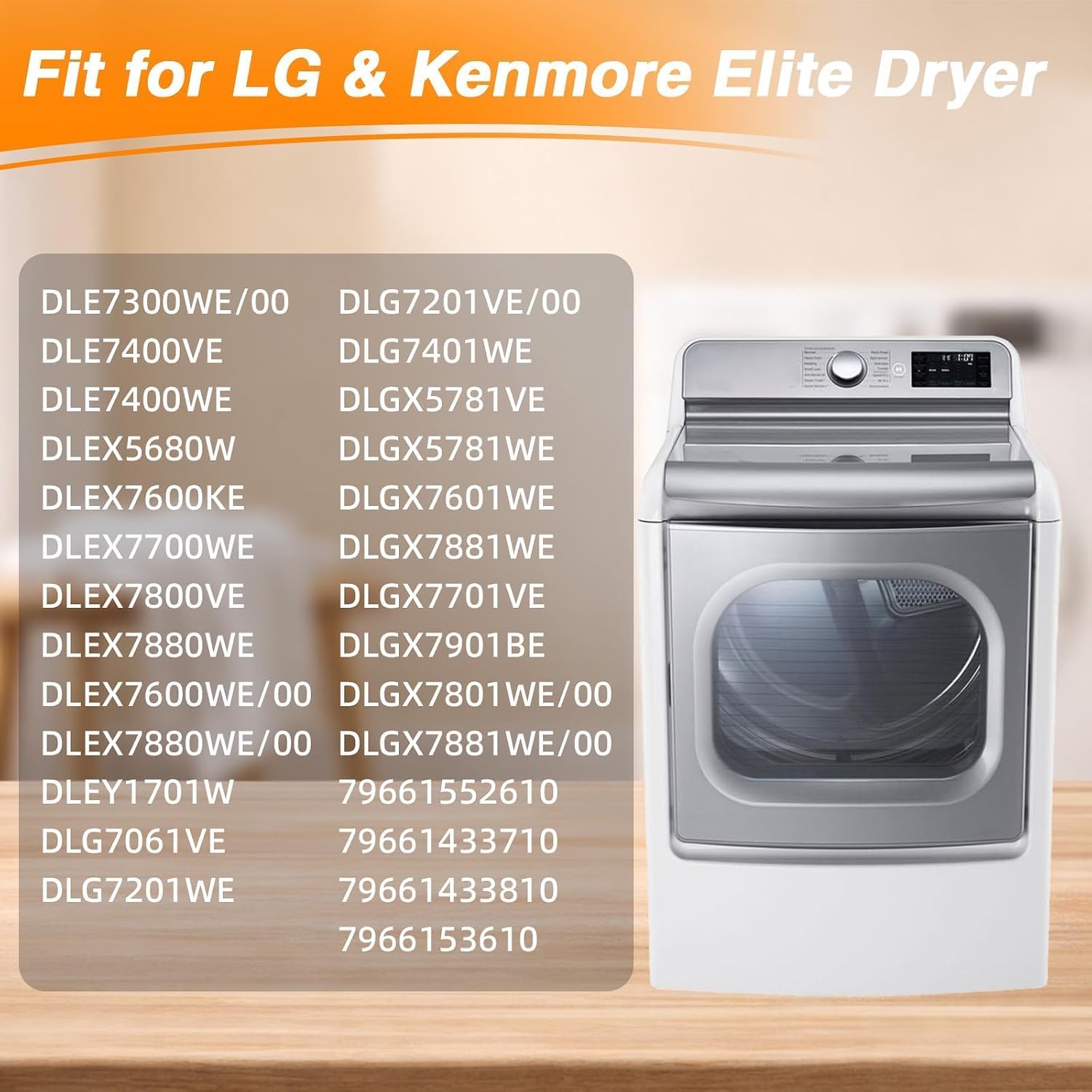 Stainless Steel Dryer Door Hinge Heavy Duty Clothes Dryer Door Hinge Latch Compatible with LG Kenmore Elite Replace#: MEF62782201