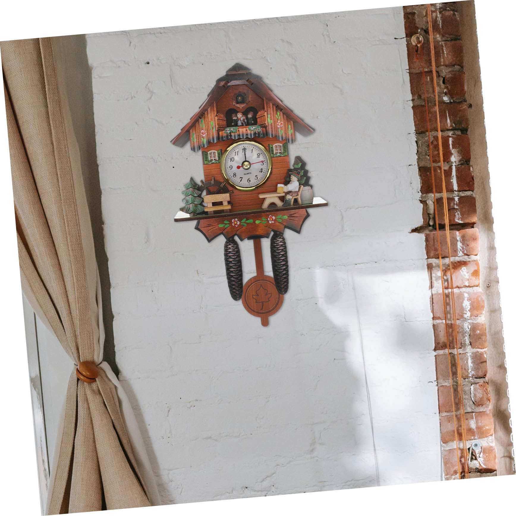 Reloj de Cuco de Pared de Madera Péndulo para Sala y Oficina