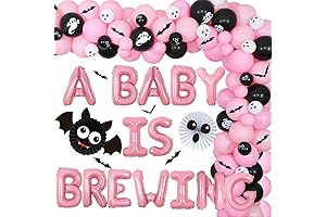A Baby is Brewing Pink Black Halloween Decorations