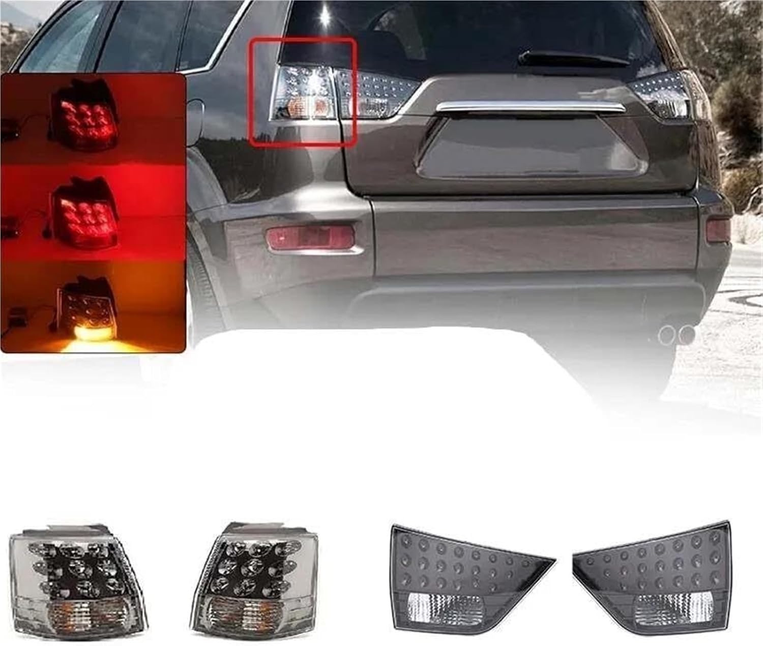 車のテールランプ 用の三菱用のアウト用のランダーEX 2007-2013 リアストップブレーキテールライト(Left outside