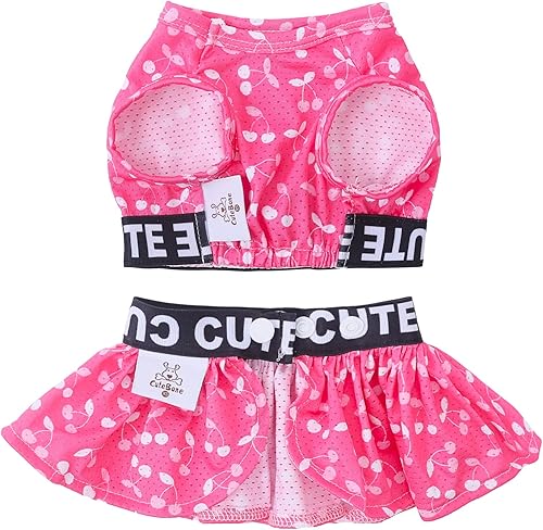 Miniatura 8 de CuteBone Vestido deportivo de dos piezas para perros Athleisure Falda negra para cachorros, ligera, para perros pequeños, ropa para niñas, ropa para