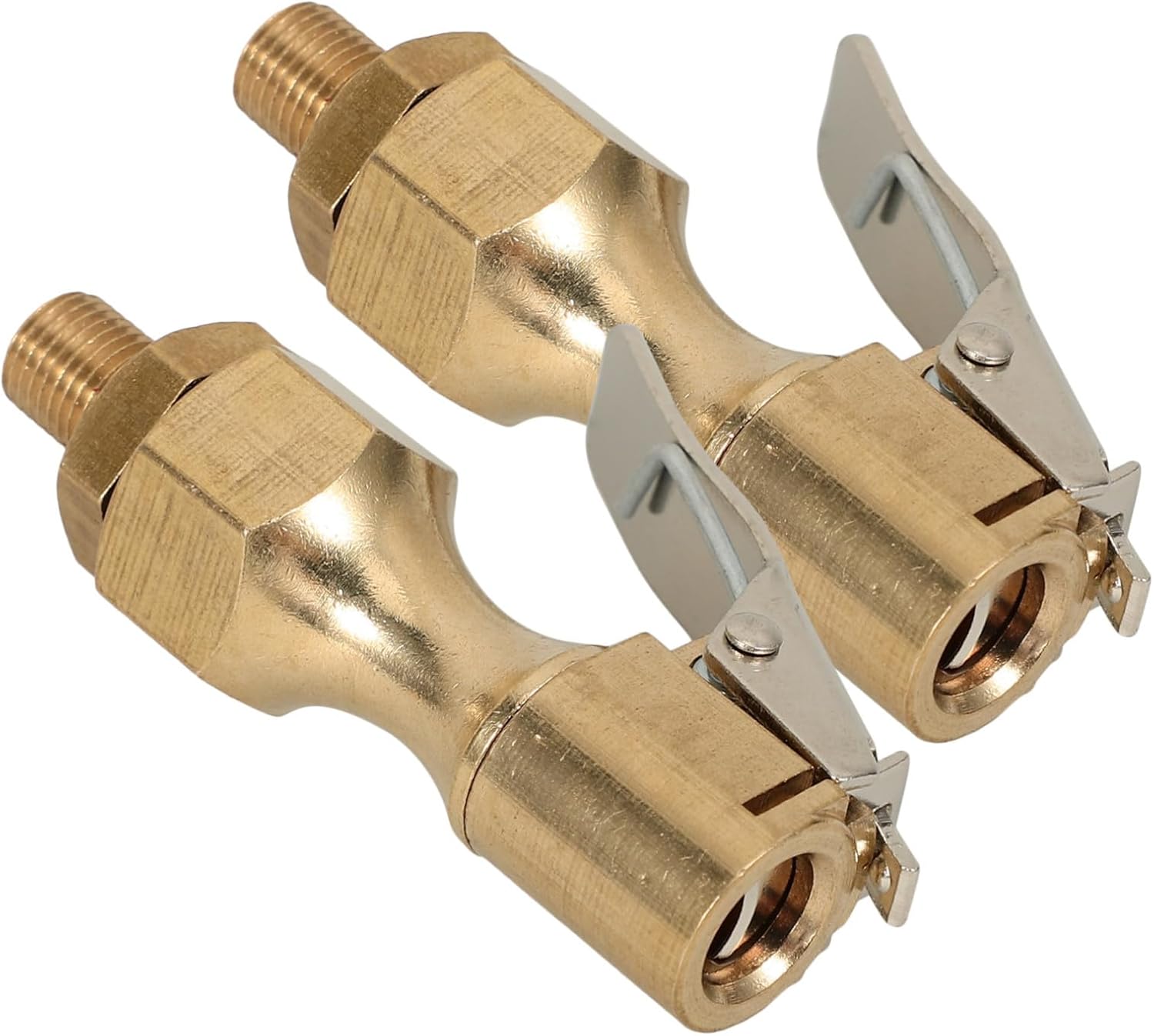 2pcs Locking Air Chuck Tire Inflator Clip Quick Connect Copper Tire Chuck for Car Truck Rv Motorcycle Bicycle Inflatable Self-Locking Design Tool