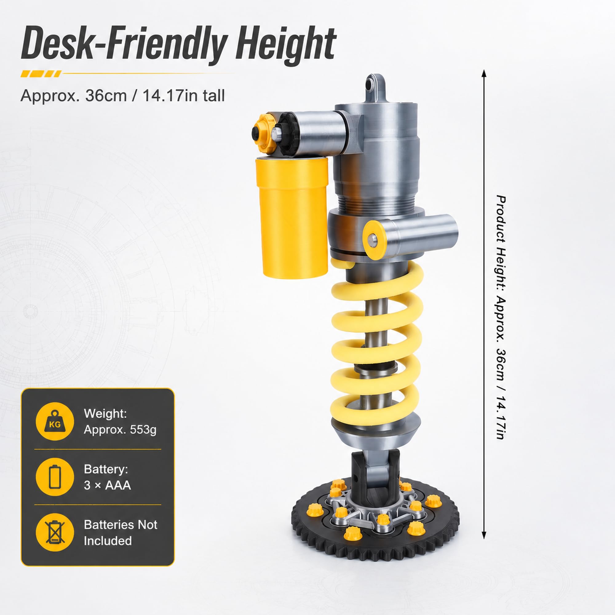 Elprico Lampe de Bureau à Amortisseur de Chocs, Veilleuse LED Imprimée en 3D avec Double éclairage, Lampe de Table Industrielle Alimentée par Batterie pour Salle de Jeux, Chambre à Coucher, Garage