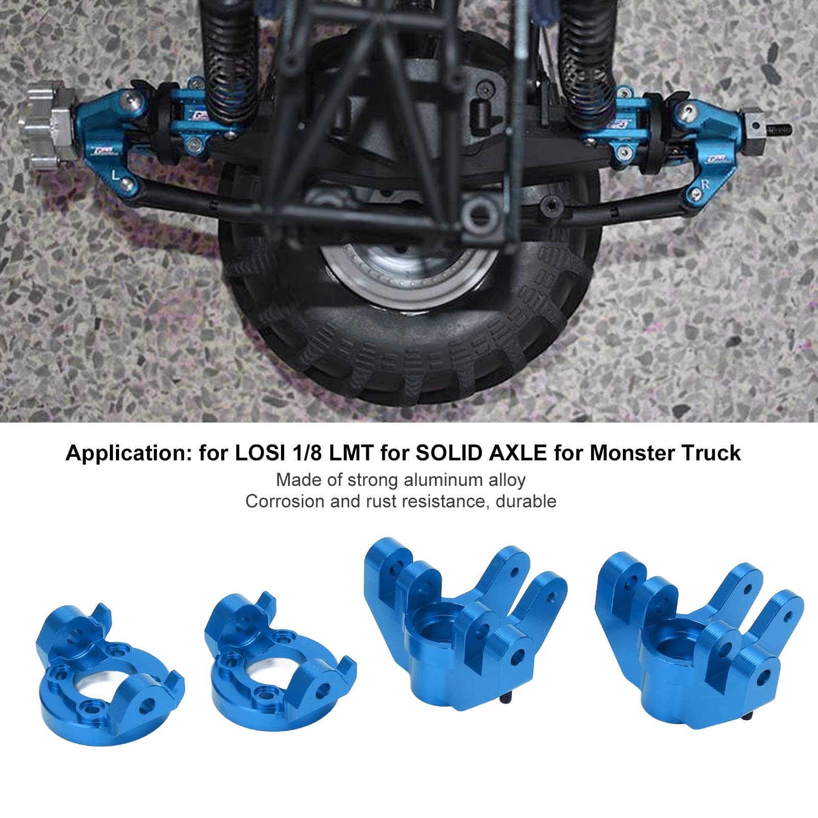 Acouto Taglie Anteriore in Metallo in Metallo in Lega di Alluminio con Base C Anteriore C per Losi LMT /8 TruckBlue Appositamente per Progettata per /8 Tazza di Sterzo per Losi Lmtmetal Base