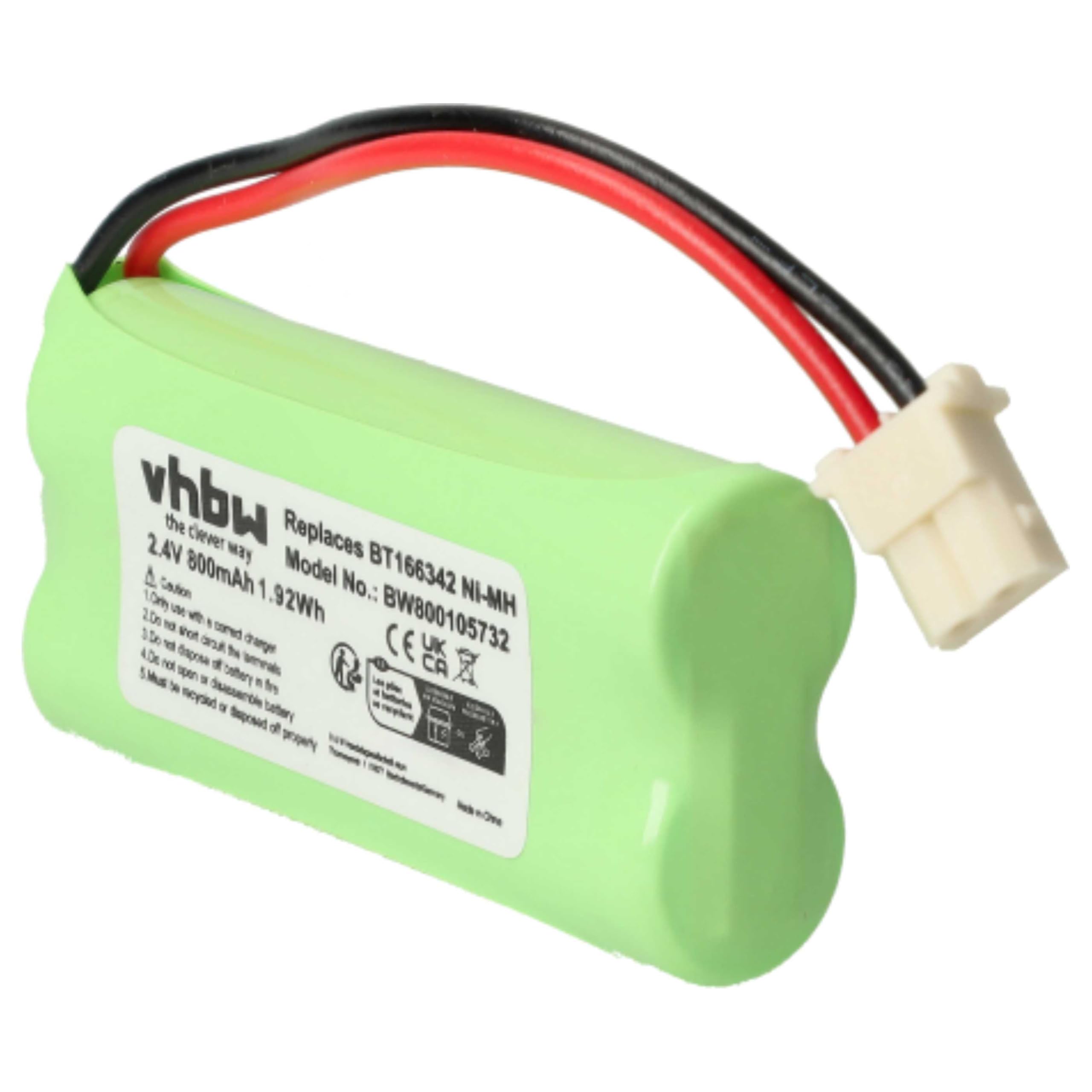 vhbw Batterie Compatible avec V-Tech DM221-2, DM222, DM221 Moniteur bébé, babyphone (800mAh, 2,4V, NiMH)