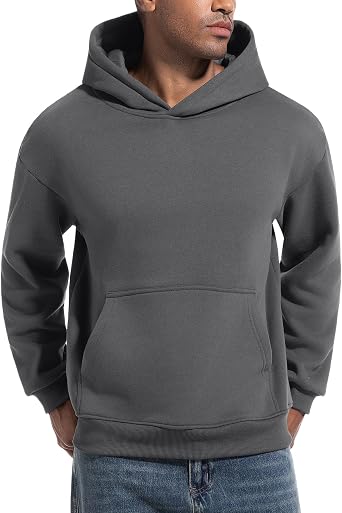 Eisctnd Mens Cotton Fleece Hoodie Pullover Long Sleeve Casual Fashion Hooded Sweatshirt with Kanga Pocket