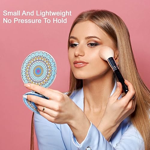 Miniatura 5 de Berlune Espejo compacto de bolsillo a granel, espejo de bolsillo, espejo portátil de maquillaje, espejo plegable de mano de doble cara con aumento