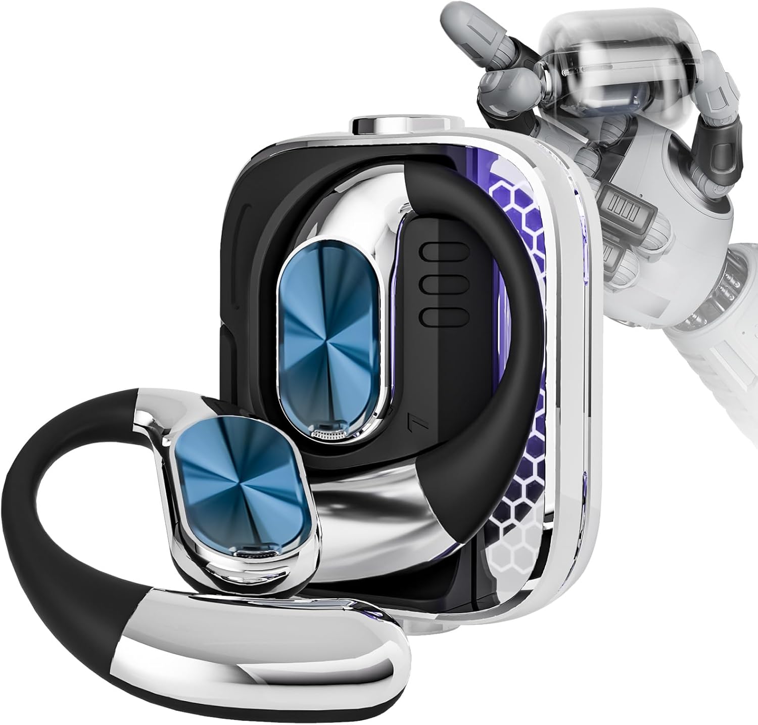 Open Ear Earbuds-Open Ear Headphones,Bluetooth 6.0 Wireless Earbuds with Swivel Design, Secure Comfort Fit & Powerful Sound, 60H Playtime, IPX5 Waterproof, for Cycling, Running, Workout（Black）