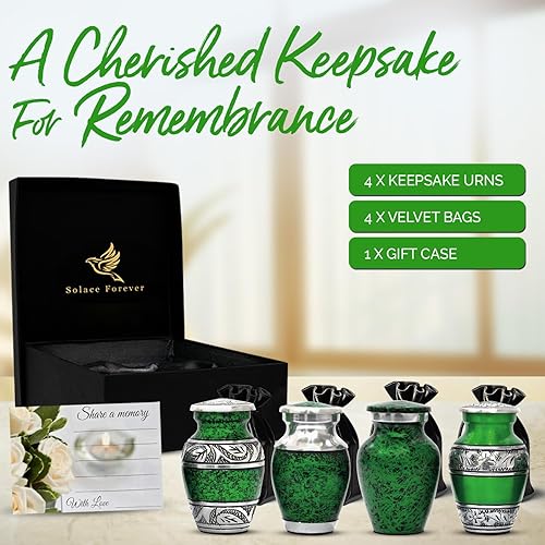 Miniatura 2 de Urnas de recuerdo  Juego de 4 mini urnas de cremación con caja premium y bolsas incluidas urnas pequeñas para cenizas humanas honra a tu ser querido