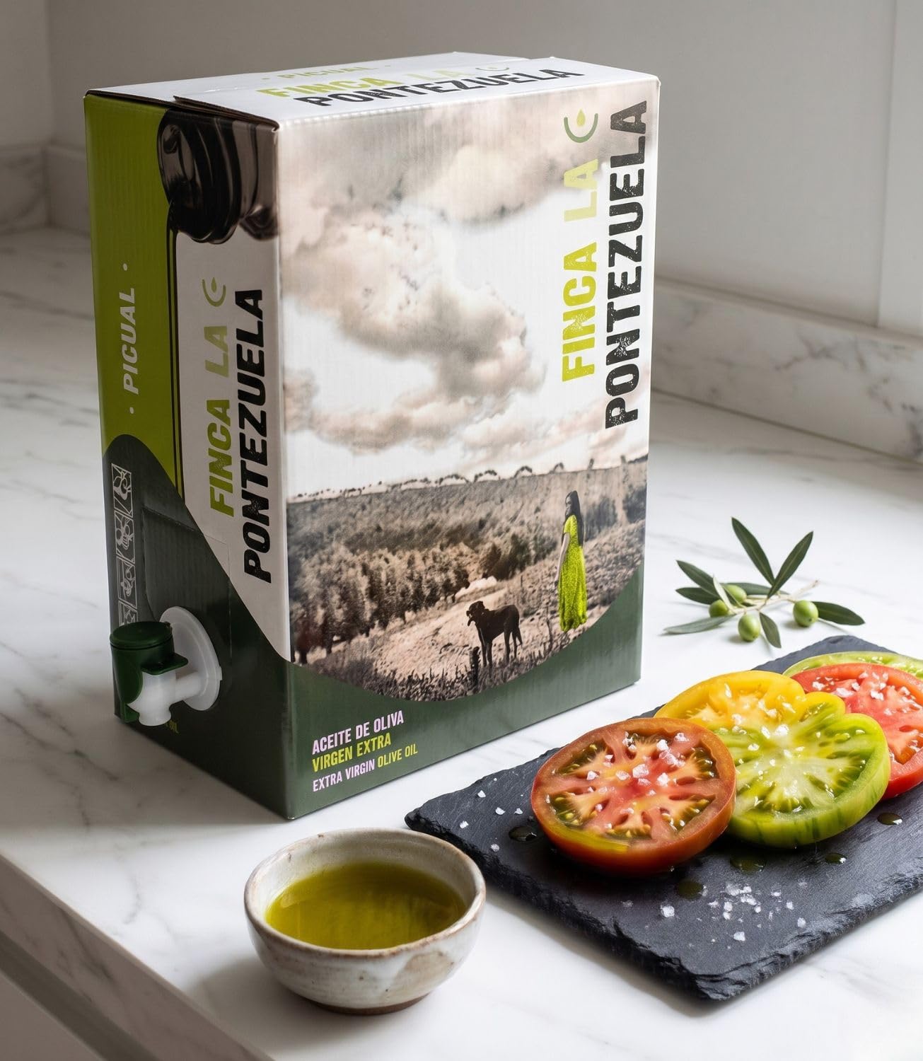 Finca La Pontezuela AOVE 5 Litros Picual - Aceite de Oliva Virgen Extra Garrafa 5L (Formato Bag in Box) - Cosecha Temprana, Intenso y Alto en Polifenoles - Origen España