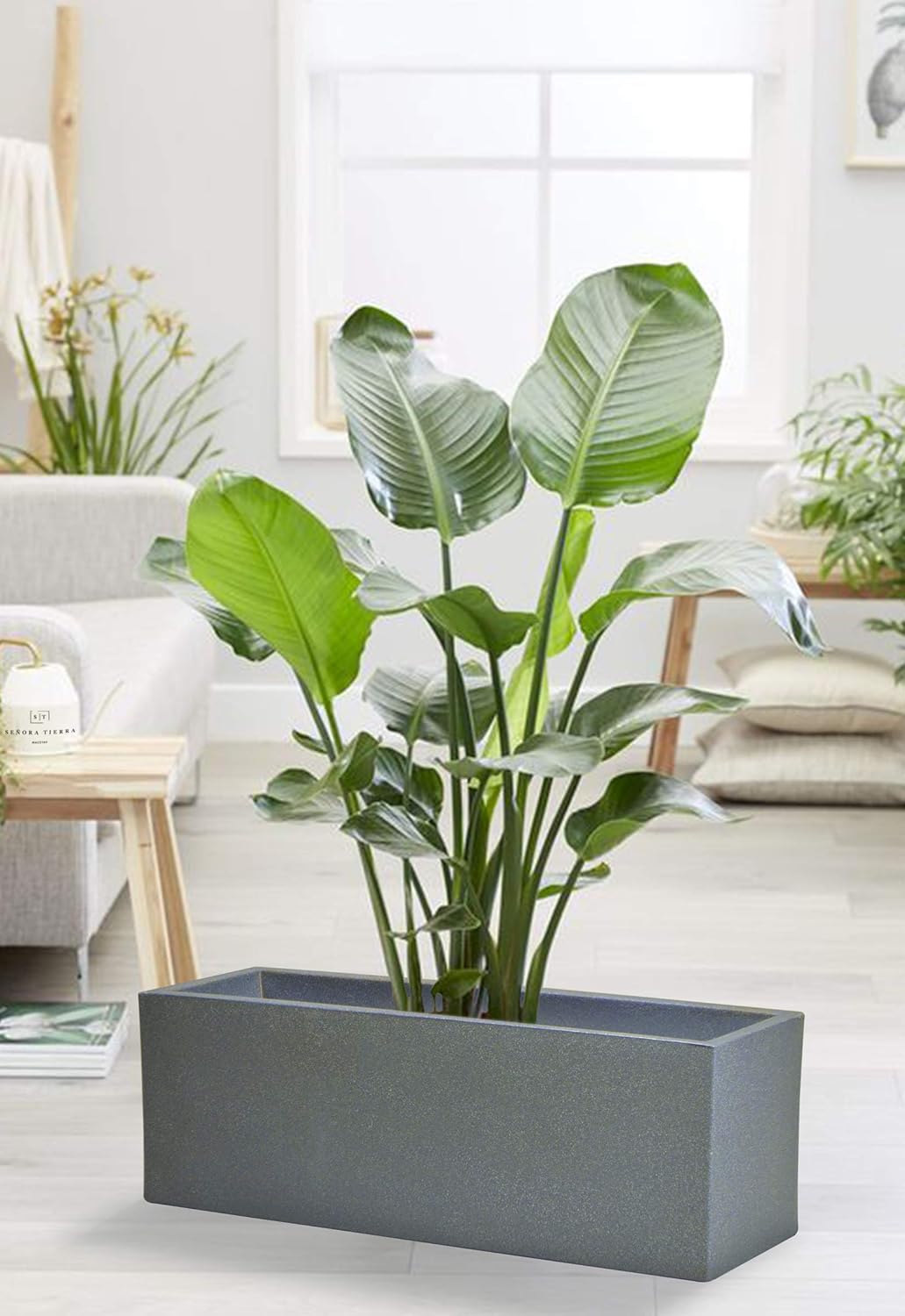 100% Recyclable Medium Polyethylene Resin Rectangular Planter 30 x 80 cm, Granite Colour