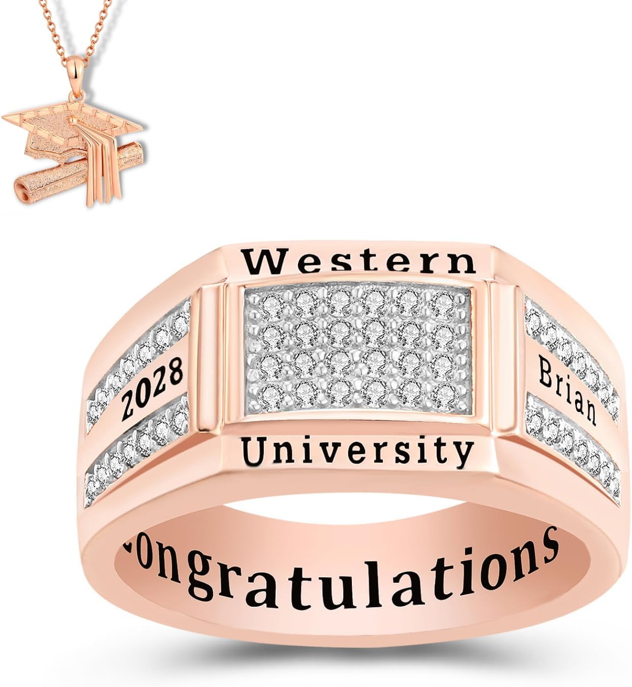 PJM Mementos USA Premium Class Ring Authentic Class Ring for Men – Signature Collection – Genuine 925 Sterling Silver or 10KT Gold – Customized High School College University Men's Class Ring – Graduation Gifts