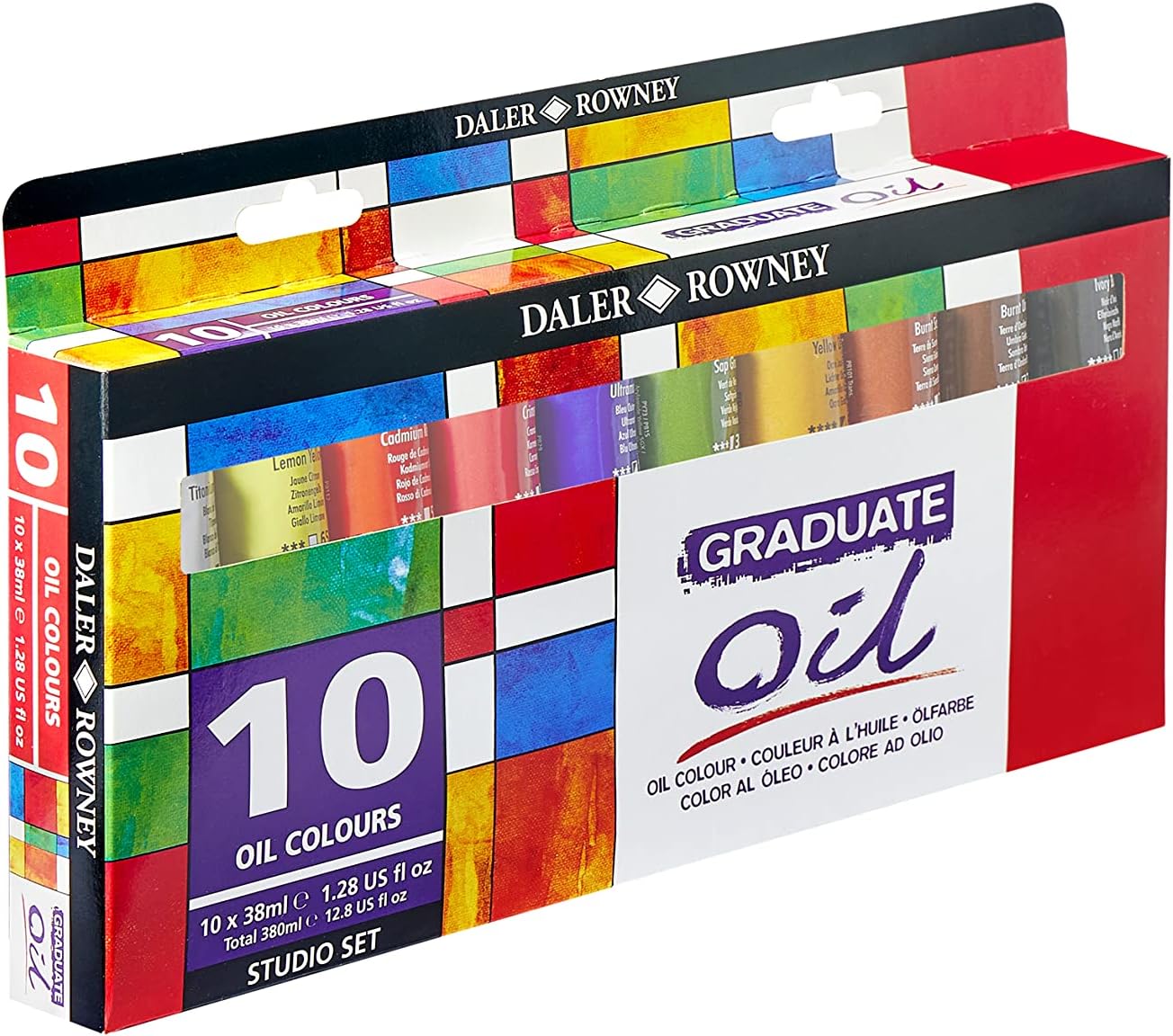 Daler-Rowney Graduate Oil Paint Set, 10-Tube Assorted Colors, 38ml - Oil Painting Supplies for Artists and Students - Oil Paints for Panels, Canvas, Paper and More